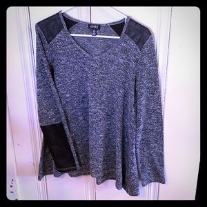 Jones New York Grey Sweater with Leather Accents